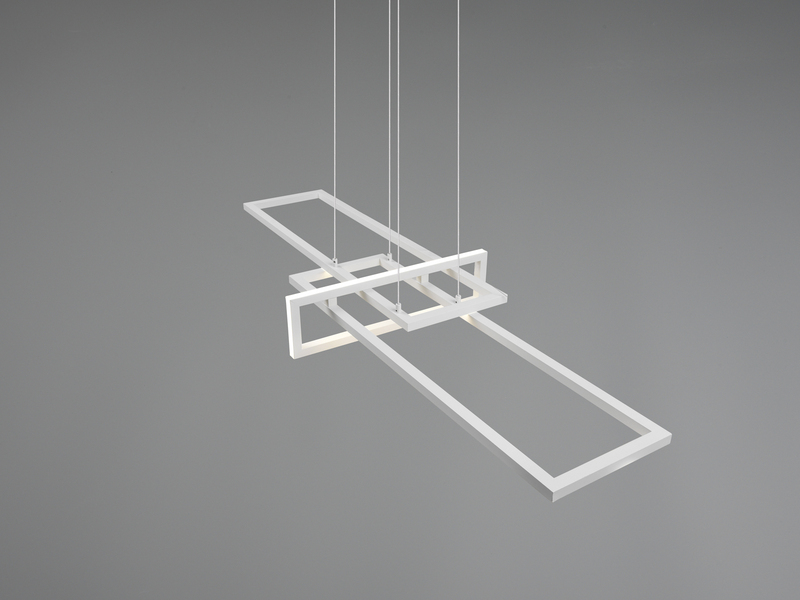 Große LED Pendelleuchte SALINAS lang mit Switch Dimmer Weiß, Breite 110cm