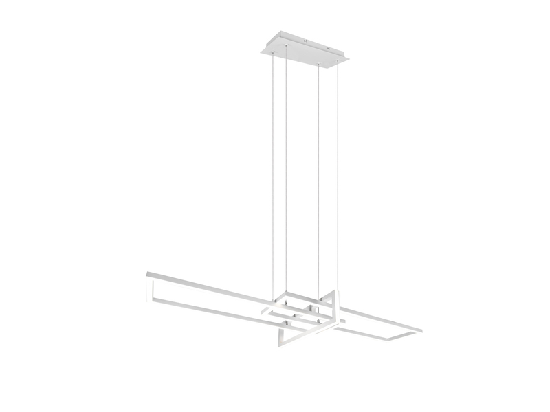 Große LED Pendelleuchte SALINAS lang mit Switch Dimmer Weiß, Breite 110cm