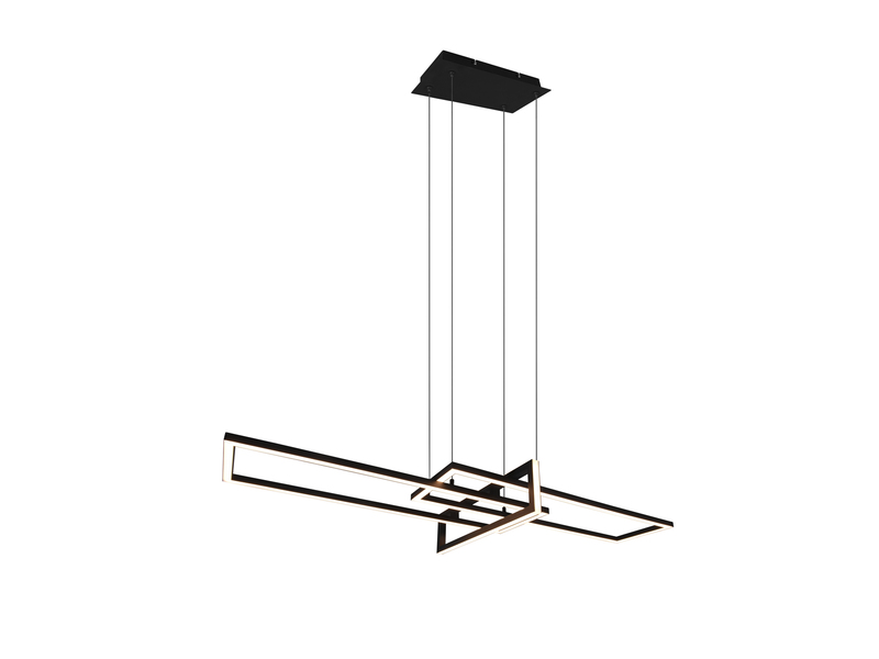 Große LED Pendelleuchte SALINAS lang mit Switch Dimmer Schwarz, Breite 110cm