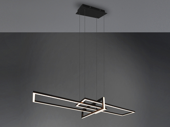 Große LED Pendelleuchte SALINAS lang mit Switch Dimmer Schwarz, Breite 110cm
