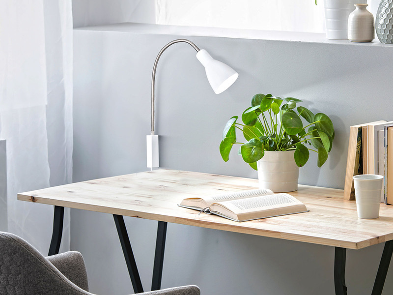 LED Leselampe & Bettleuchte Weiß mit Kabel & Stecker, Breite 11cm