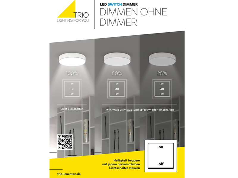 Moderne LED Deckenleuchte GIRONA Weiß dimmbar über Lichtschalter, Ø 45cm