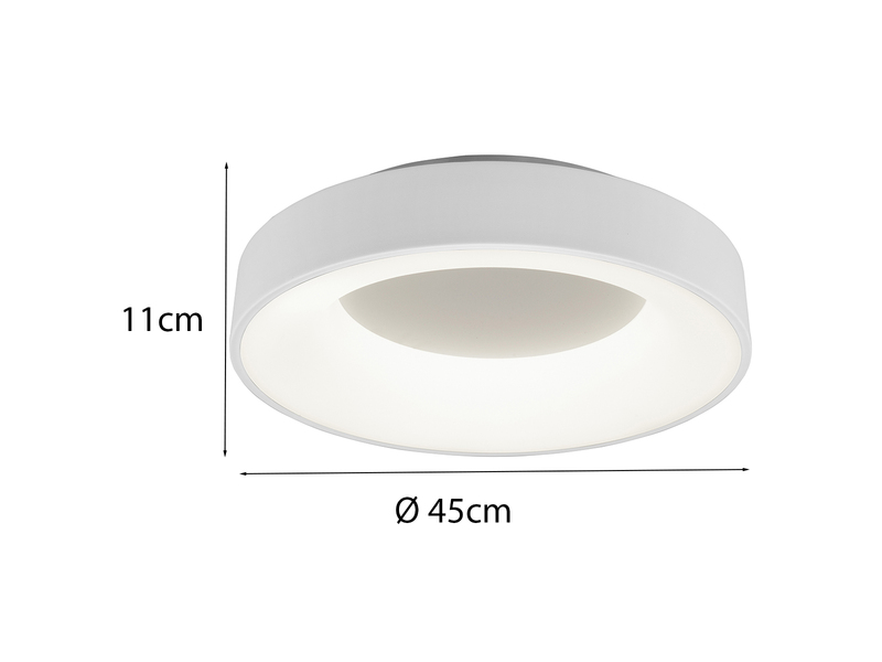 Moderne LED Deckenleuchte GIRONA Weiß dimmbar über Lichtschalter, Ø 45cm
