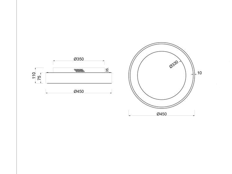 Moderne LED Deckenleuchte GIRONA Weiß dimmbar über Lichtschalter, Ø 45cm
