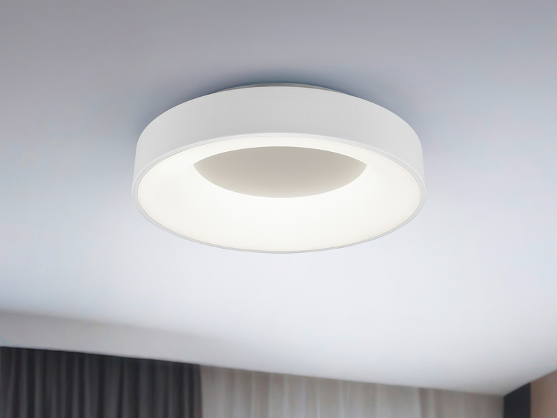 Moderne LED Deckenleuchte GIRONA Weiß dimmbar über Lichtschalter, Ø 45cm