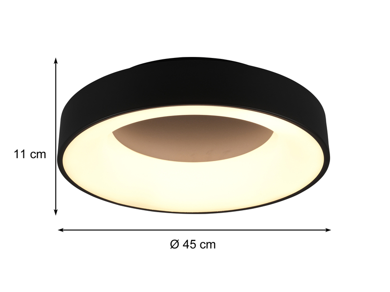 LED Deckenleuchte GIRONA Schwarz mit Switch Dimmer, Ø 45cm