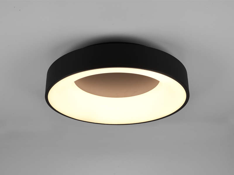 Moderne LED Deckenleuchte GIRONA Schwarz dimmbar über Lichtschalter, Ø 45cm