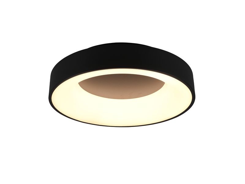Moderne LED Deckenleuchte GIRONA Schwarz dimmbar über Lichtschalter, Ø 45cm