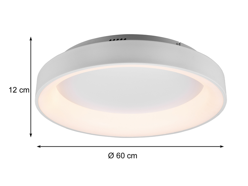 Große LED Deckenleuchte GIRONA Weiß mit Fernbedienung & Dimmer, Ø 60cm