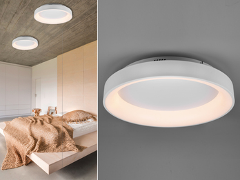 Große LED Deckenleuchte GIRONA Weiß mit Fernbedienung & Dimmer, Ø 60cm