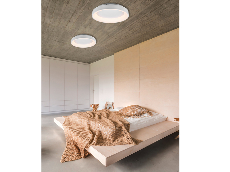 Große LED Deckenleuchte GIRONA Schwarz mit Fernbedienung & Dimmer, Ø 60cm