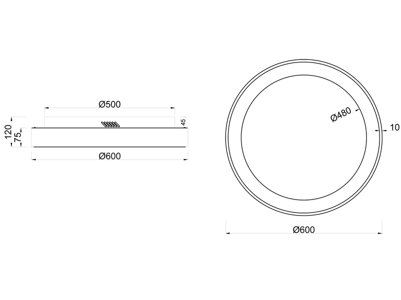Große LED Deckenleuchte GIRONA Schwarz mit Fernbedienung & Dimmer, Ø 60cm