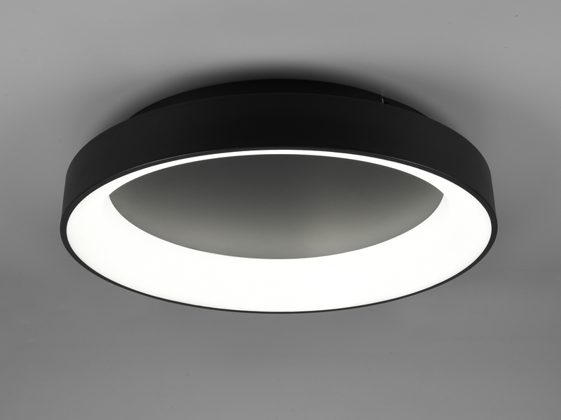 Große LED Deckenleuchte GIRONA Schwarz mit Fernbedienung & Dimmer, Ø 60cm