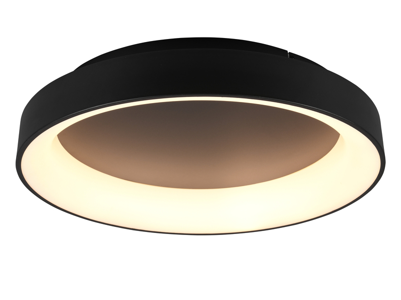 Große LED Deckenleuchte GIRONA Schwarz mit Fernbedienung & Dimmer, Ø 60cm
