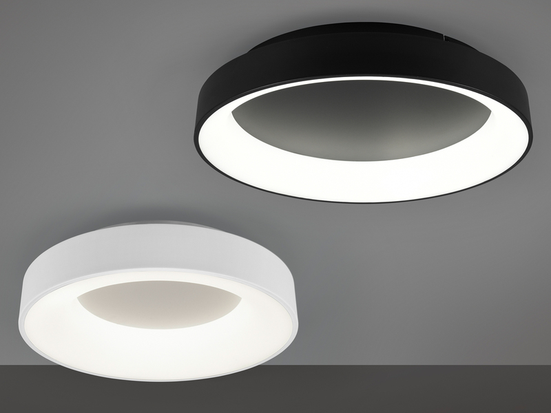 Große LED Deckenleuchte GIRONA Schwarz mit Fernbedienung & Dimmer, Ø 60cm