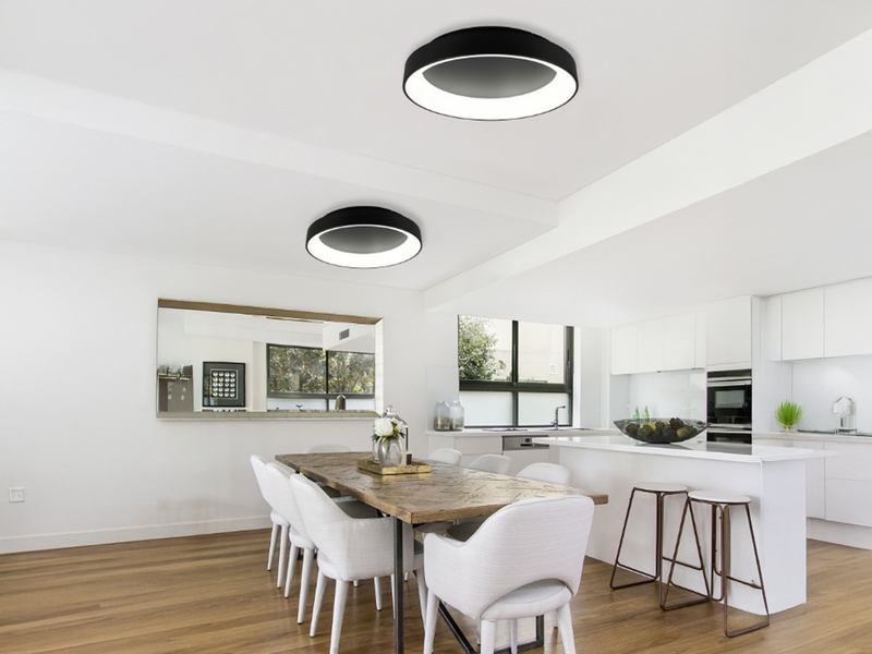 LED Deckenleuchte GIRONA dimmbar mit Fernbedienung & Tageslicht, Schwarz Ø 60cm