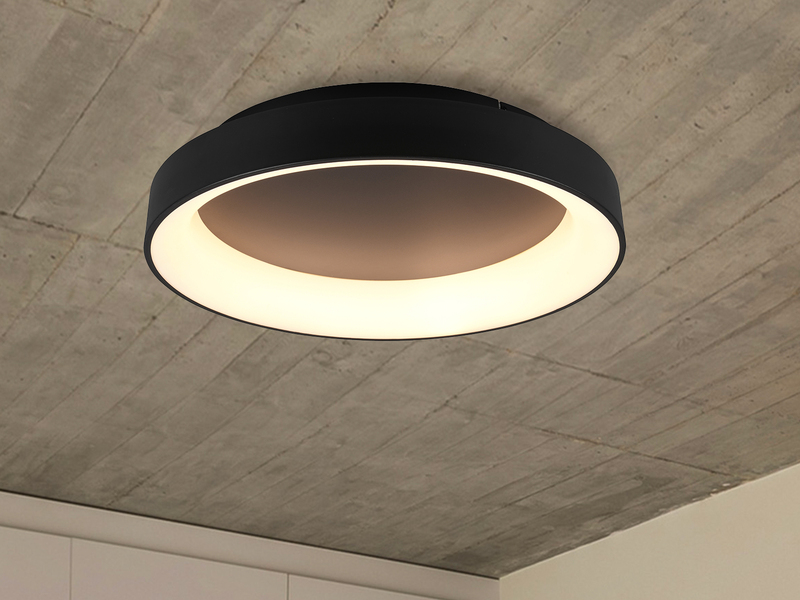 LED Deckenleuchte GIRONA dimmbar mit Fernbedienung & Tageslicht, Schwarz Ø 60cm