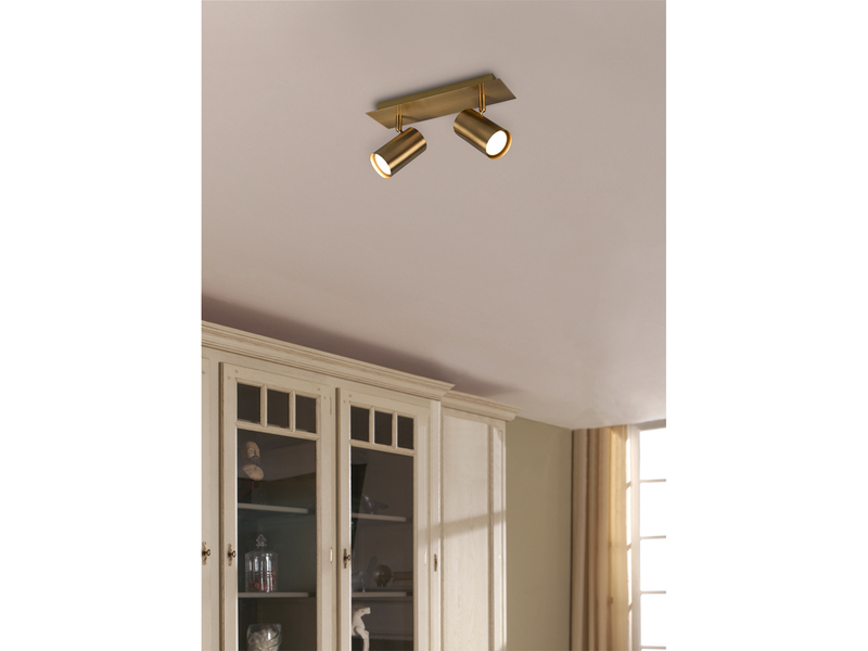 Deckenstrahler Altmessing 2-flammig mit GU10 LED, Breite 30cm