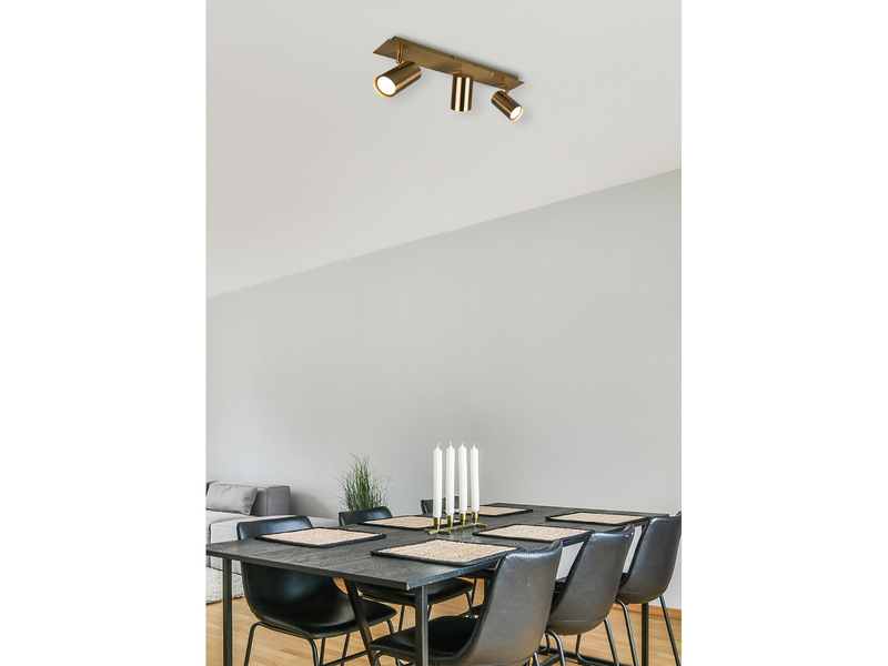 Deckenstrahler Altmessing 3-flammig mit GU10 LED, Breite 48cm