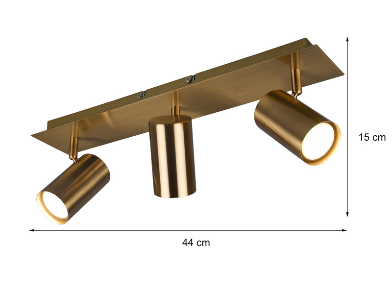 LED Deckenstrahler Altmessing 3-flammig, Breite 48cm