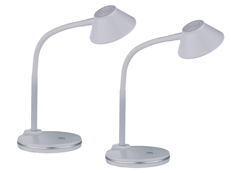 LED Schreibtischleuchten 2er SET flexibel, Kunststoff Weiß, 33cm hoch