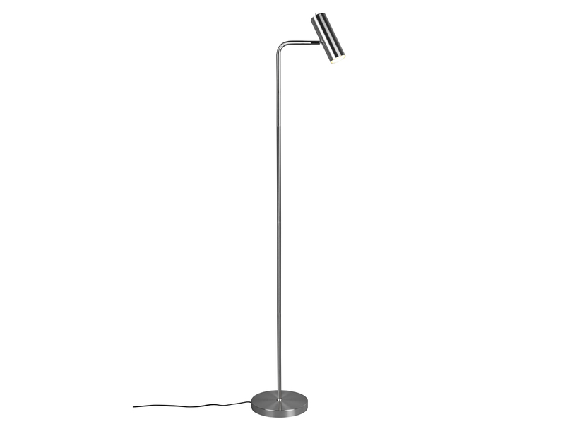 Stehlampe MARLEY in Silber matt, Spot schwenkbar, Höhe 151cm