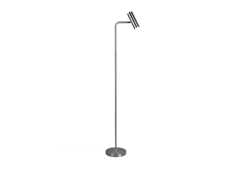 Stehlampe MARLEY in Silber matt, Spot schwenkbar, Höhe 151cm