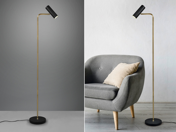 Stehlampe MARLEY Metall Schwarz Gold, Spot schwenkbar, Höhe 151cm