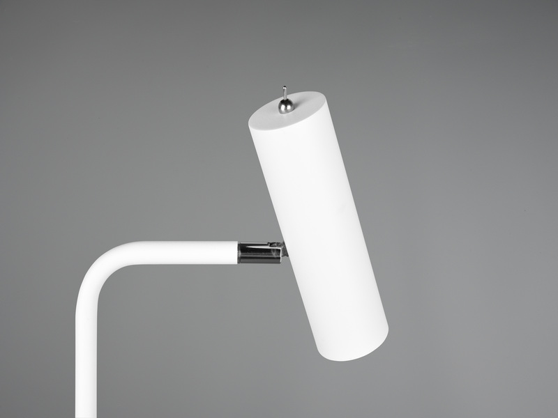Stehlampe MARLEY Metall Weiß matt, Spot schwenkbar, Höhe 151cm
