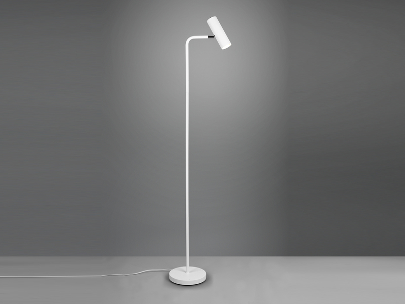 Stehlampe MARLEY Metall in Weiß matt, Spot schwenkbar, Höhe 151cm