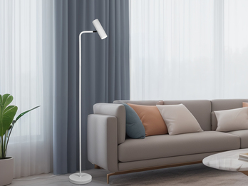 Stehlampe MARLEY Metall Weiß matt, Spot schwenkbar, Höhe 151cm