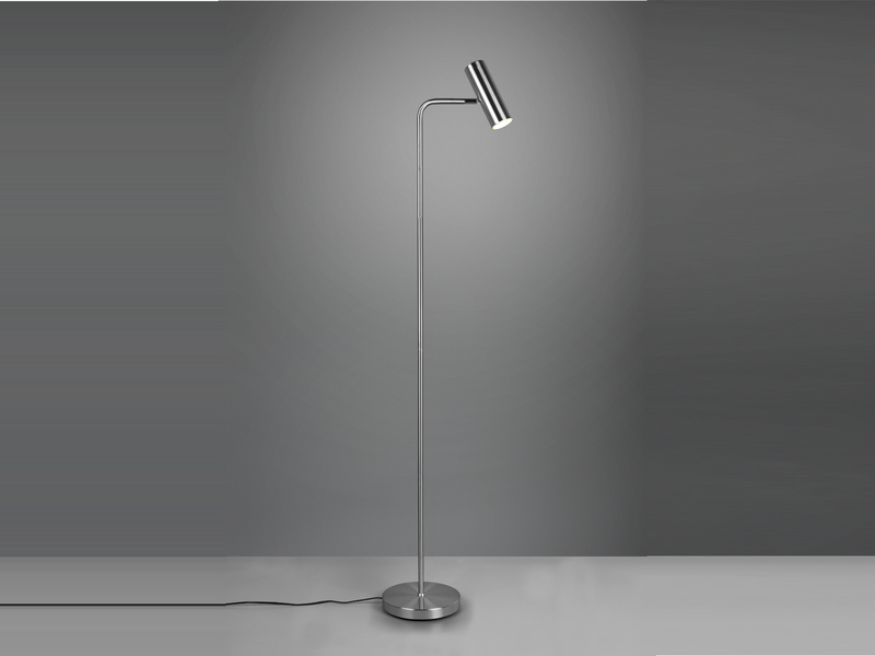 LED Stehlampe in Silber matt, Spot schwenkbar, Höhe 151cm