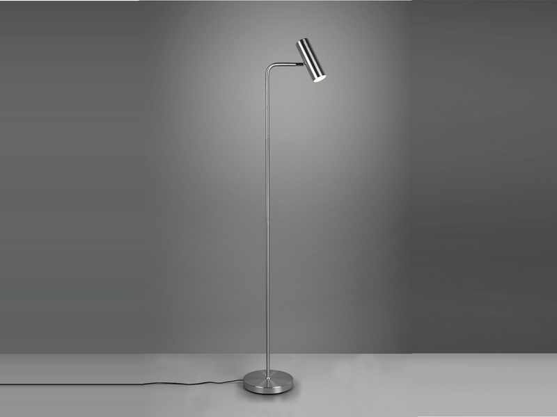Stehlampe Metall Silber matt, Spot schwenkbar inkl. GU10 LED, Höhe 151cm