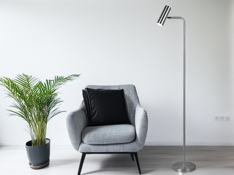 Stehlampe Metall Silber matt, Spot schwenkbar inkl. GU10 LED, Höhe 151cm