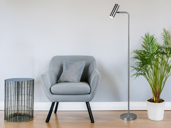 Stehlampe Metall Silber matt, Spot schwenkbar inkl. GU10 LED, Höhe 151cm