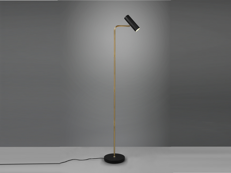 Stehlampe Metall Schwarz Gold Spot schwenkbar inkl. GU10 LED, Höhe 151cm