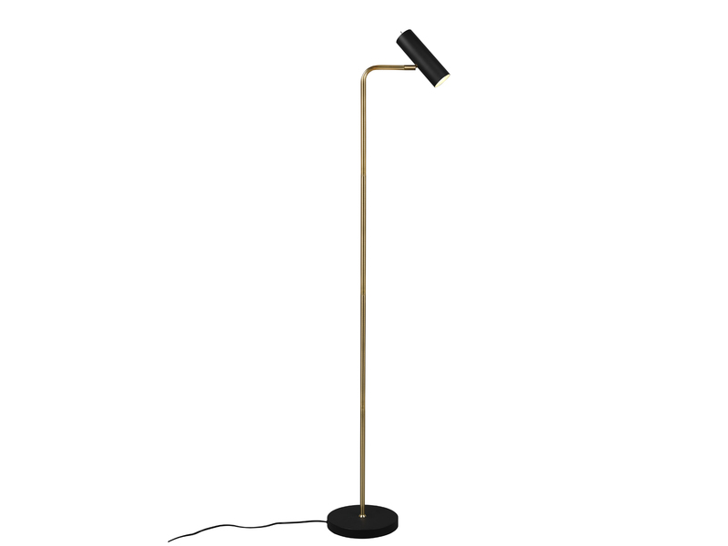LED Stehlampe in Messing & Schwarz matt, Spot schwenkbar, Höhe 151cm
