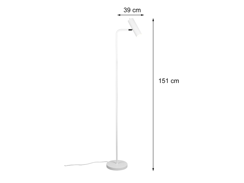 LED Stehlampe in Weiß matt, Spot schwenkbar, Höhe 151cm