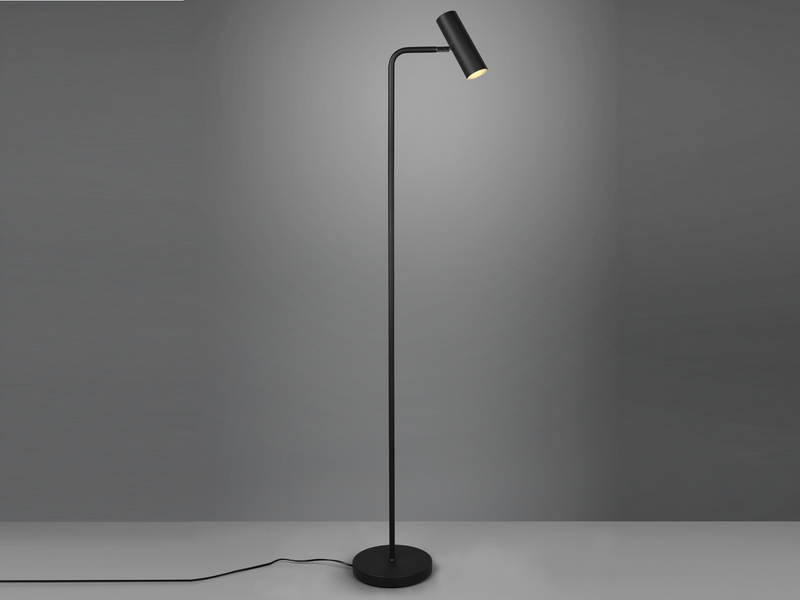 Stehlampe Metall Schwarz matt, Spot schwenkbar inkl. GU10 LED, Höhe 151cm