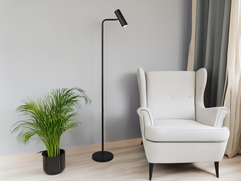 Stehlampe Metall Schwarz matt, Spot schwenkbar inkl. GU10 LED, Höhe 151cm