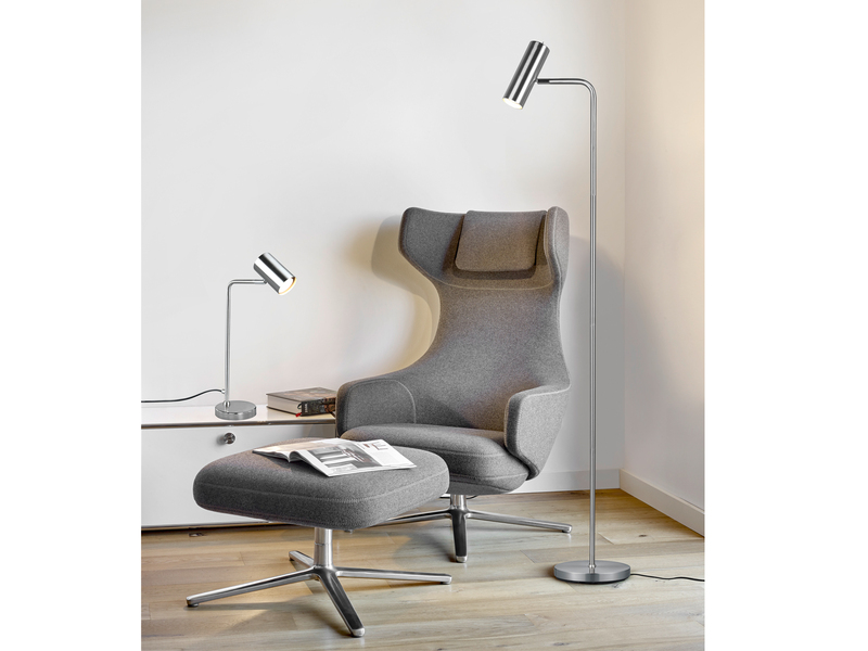 Schreibtischlampe in Silber matt, Spot schwenkbar inkl. GU10 LED, Höhe 45cm