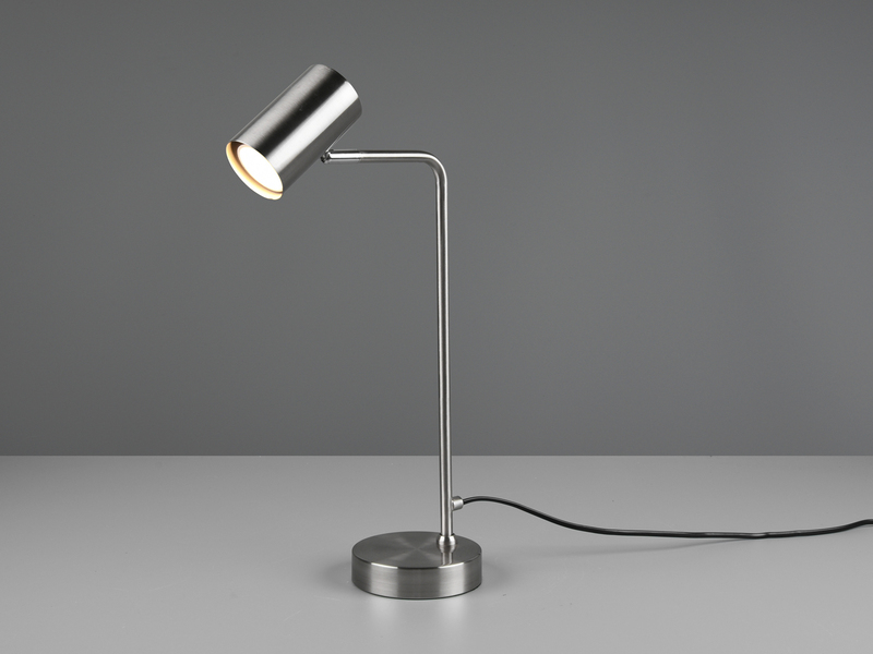 Schreibtischlampe in Silber matt, Spot schwenkbar inkl. GU10 LED, Höhe 45cm