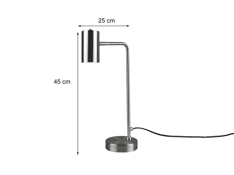 Schreibtischlampe in Silber matt, Spot schwenkbar inkl. GU10 LED, Höhe 45cm