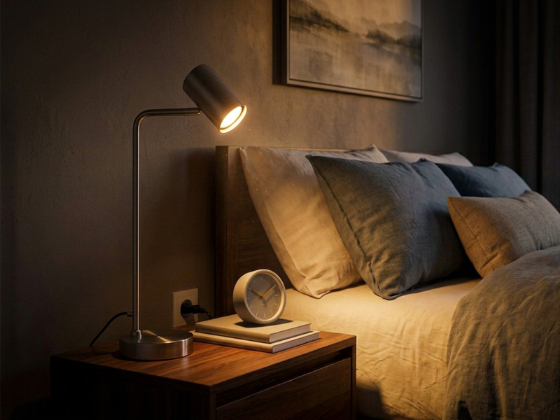 Schreibtischlampe in Silber matt, Spot schwenkbar inkl. GU10 LED, Höhe 45cm
