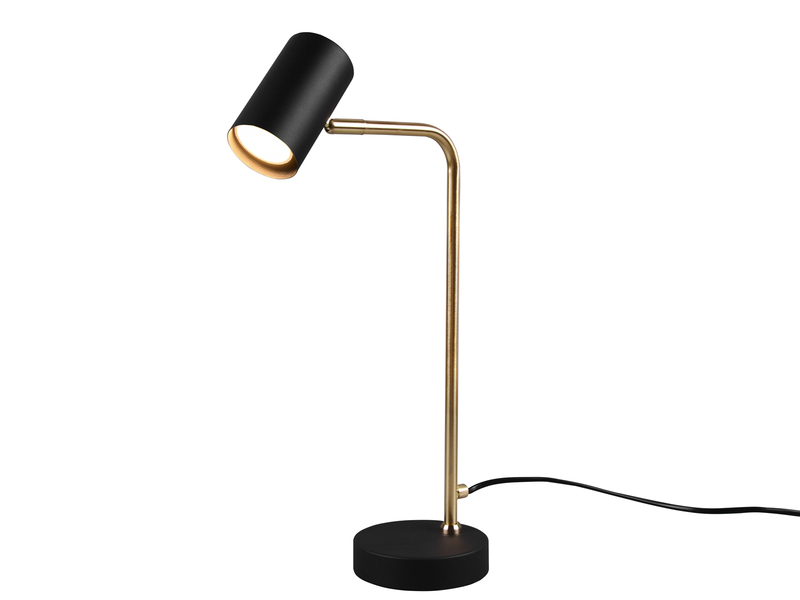 LED Schreibtischlampe in Messing / Schwarz matt, Spot schwenkbar, Höhe 45cm