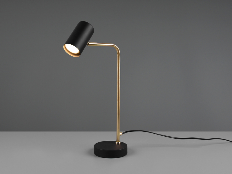Schreibtischlampe in Schwarz Gold, Spot schwenkbar inkl. GU10 LED, Höhe 45cm