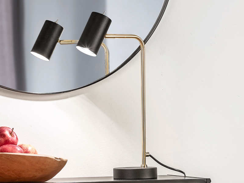 Schreibtischlampe in Schwarz Gold, Spot schwenkbar inkl. GU10 LED, Höhe 45cm