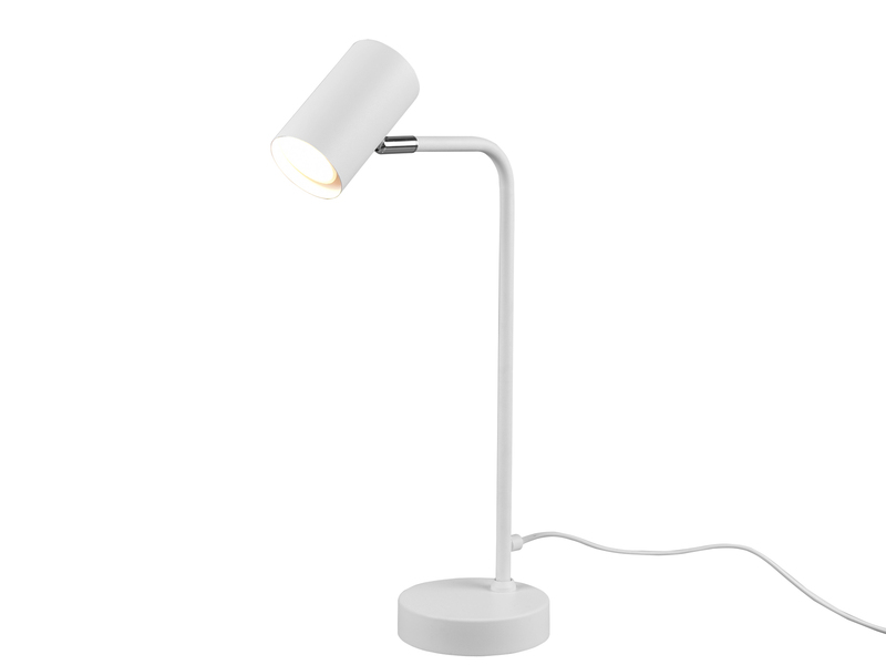 Schreibtischlampe in Weiß matt, Spot schwenkbar inkl. GU10 LED, Höhe 45cm