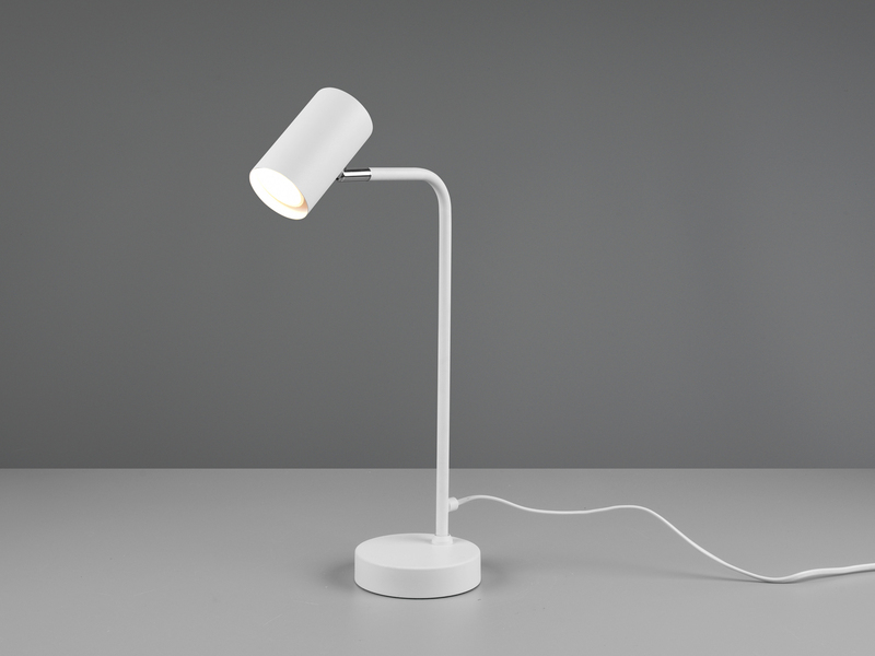 LED Schreibtischlampe in Weiß matt, Spot schwenkbar, Höhe 45cm