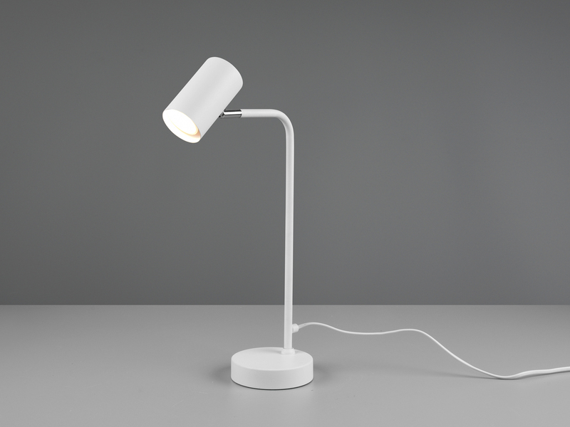 Schreibtischlampe in Weiß matt, Spot schwenkbar inkl. GU10 LED, Höhe 45cm